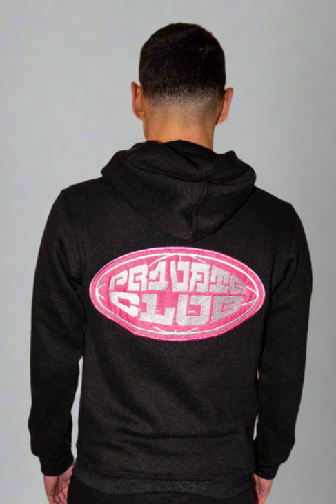 PR1VATE Kapuzenpullover mit rosa Emblem